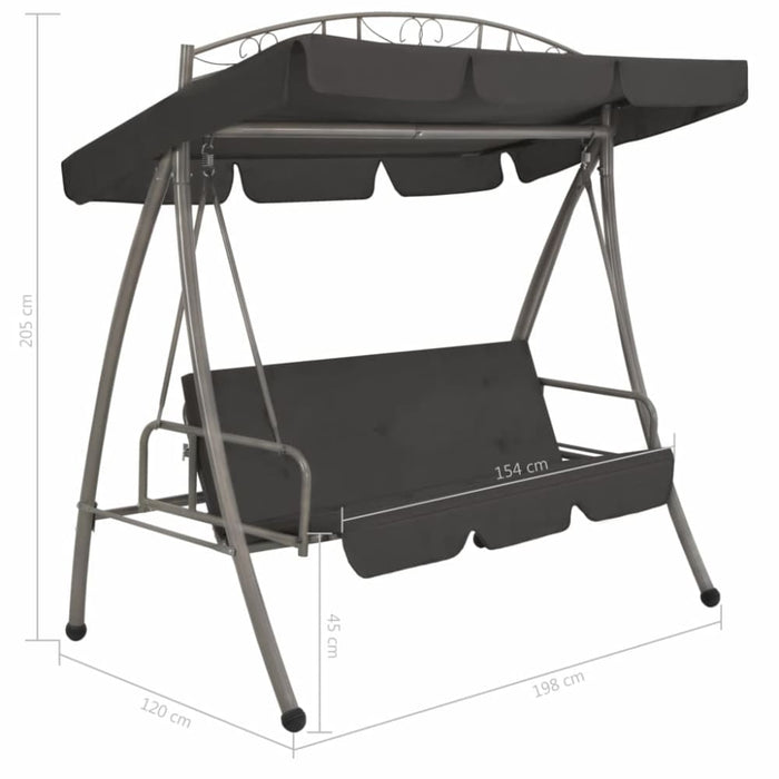 Outdoor Convertible Swing Bench with Canopy Anthracite