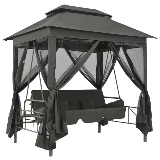 Outdoor Convertible Swing Bench With Canopy Anthracite