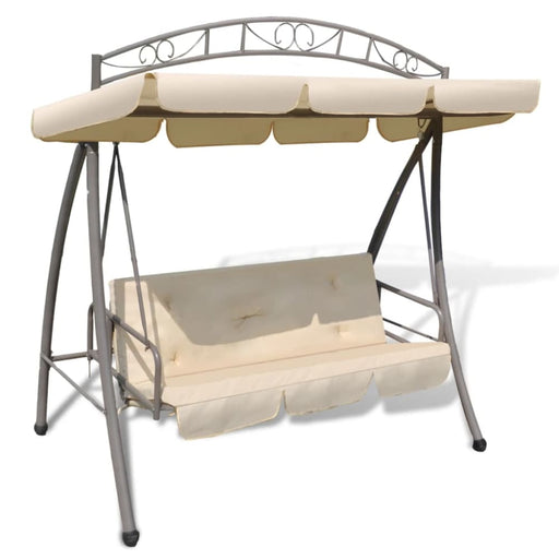 Outdoor Convertible Swing Bench With Canopy Sand White Atxao