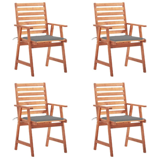 Outdoor Dining Chairs 4 Pcs with Cushions Solid Acacia Wood