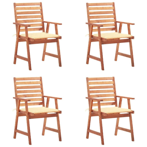 Outdoor Dining Chairs 4 Pcs with Cushions Solid Acacia Wood
