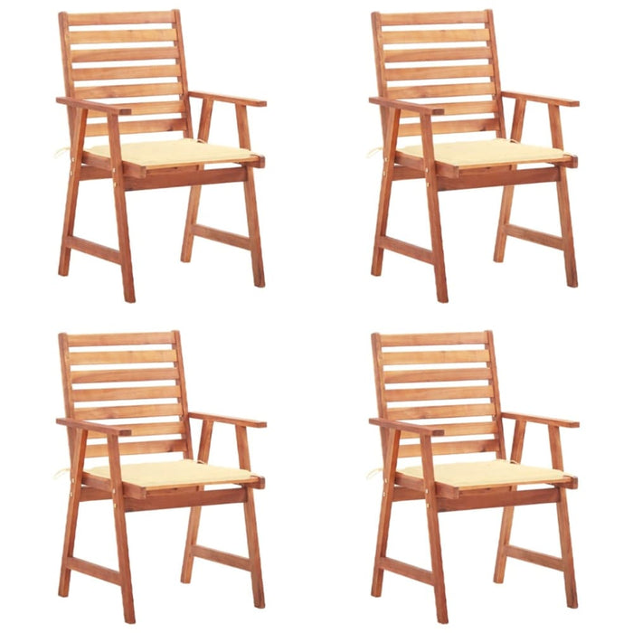 Outdoor Dining Chairs 4 Pcs with Cushions Solid Acacia Wood