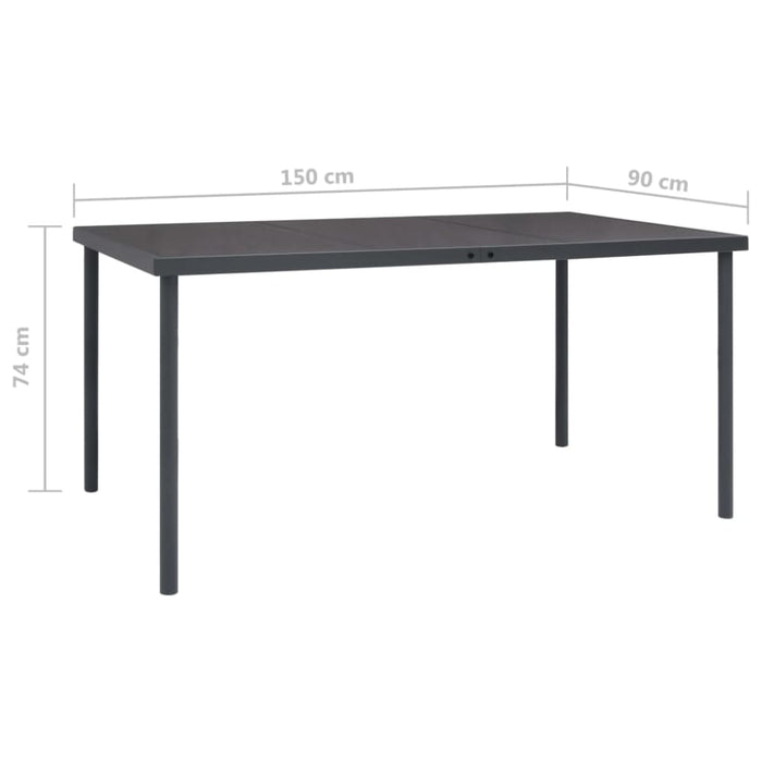 Outdoor Dining Table Anthracite 150x90x74 Cm Steel Totbni