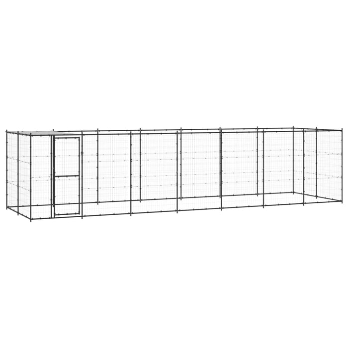 Outdoor Dog Kennel Steel With Roof 16.94 M² Tbnxxkp