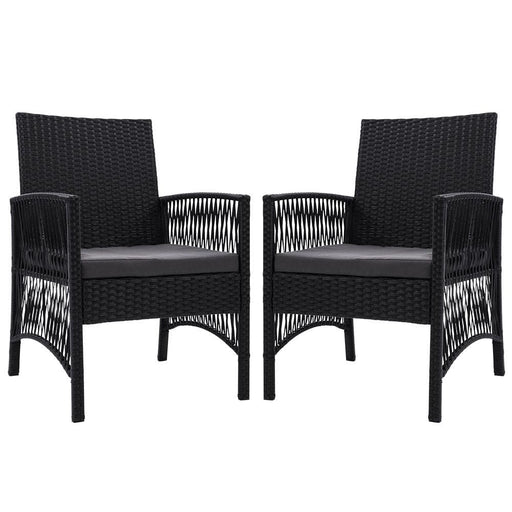Outdoor Furniture Set of 2 Dining Chairs Wicker Garden