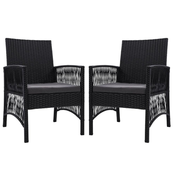 Outdoor Furniture Set Of 2 Dining Chairs Wicker Garden