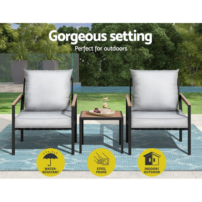 Outdoor Furniture 3pcs Lounge Setting Bistro Set Chairs