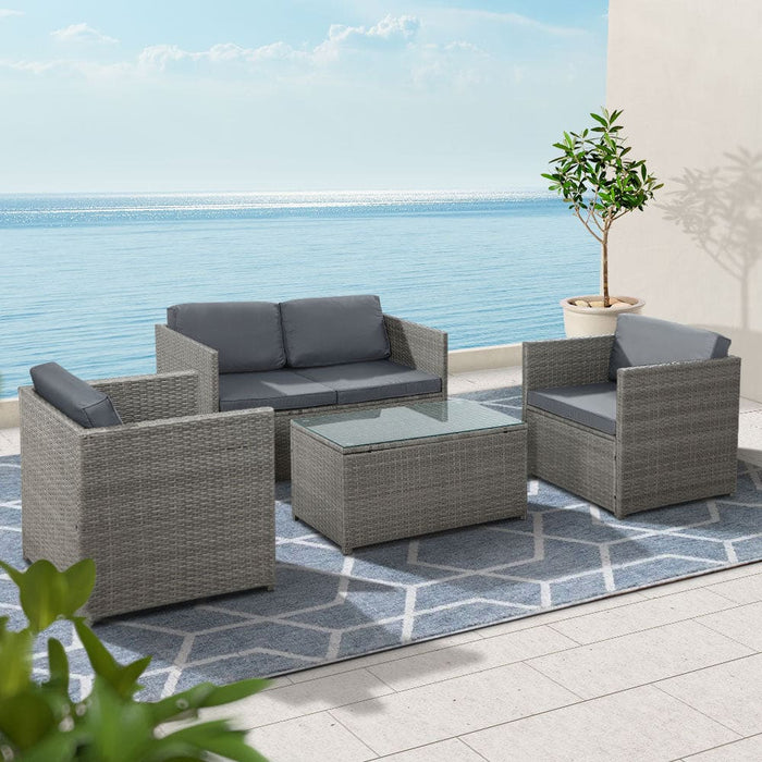 Outdoor Furniture Sofa Set 4 - seater Wicker Lounge Setting