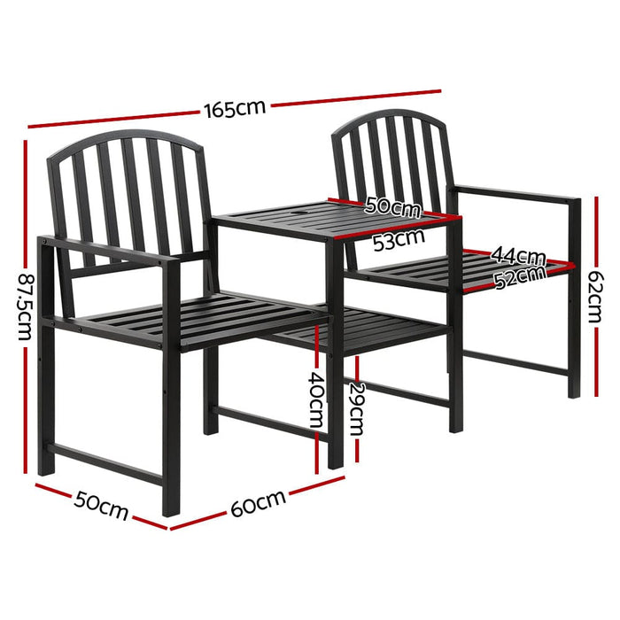 Outdoor Garden Bench Steel Table and Chair Patio Furniture