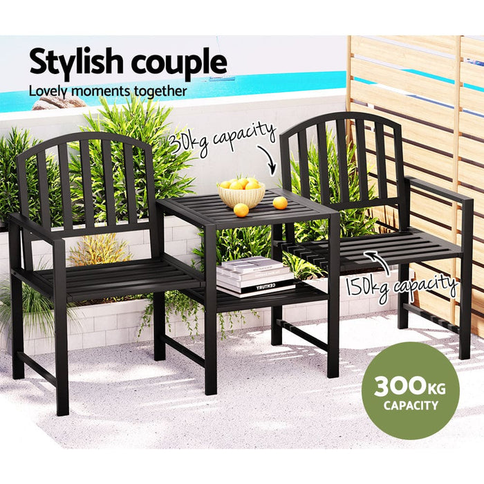 Outdoor Garden Bench Steel Table and Chair Patio Furniture