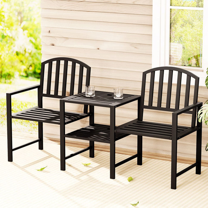 Outdoor Garden Bench Steel Table and Chair Patio Furniture