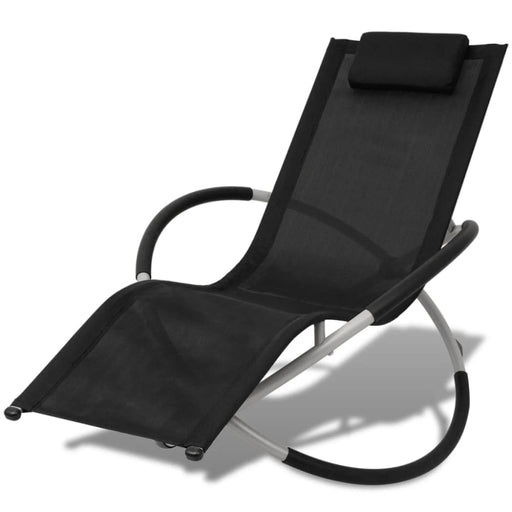 Outdoor Geometrical Sun Lounger Steel Black and Grey Axabb