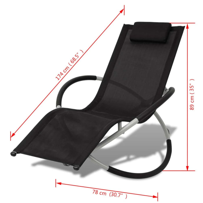 Outdoor Geometrical Sun Lounger Steel Black and Grey Axabb