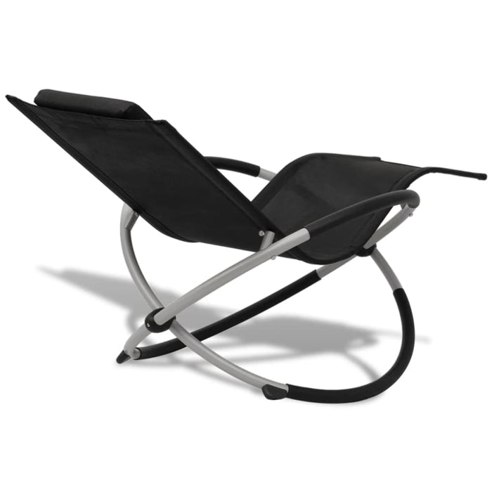 Outdoor Geometrical Sun Lounger Steel Black and Grey Axabb