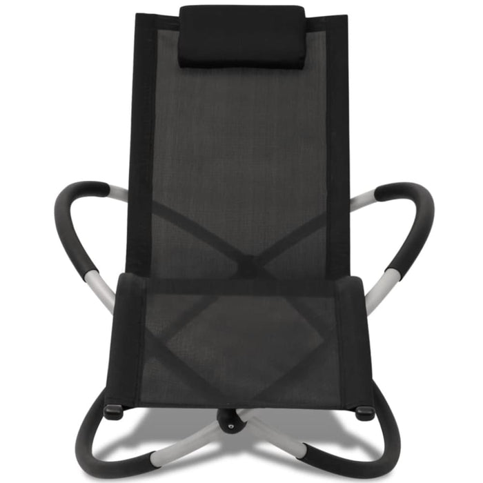 Outdoor Geometrical Sun Lounger Steel Black and Grey Axabb