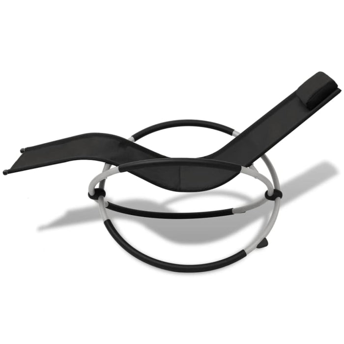 Outdoor Geometrical Sun Lounger Steel Black and Grey Axabb