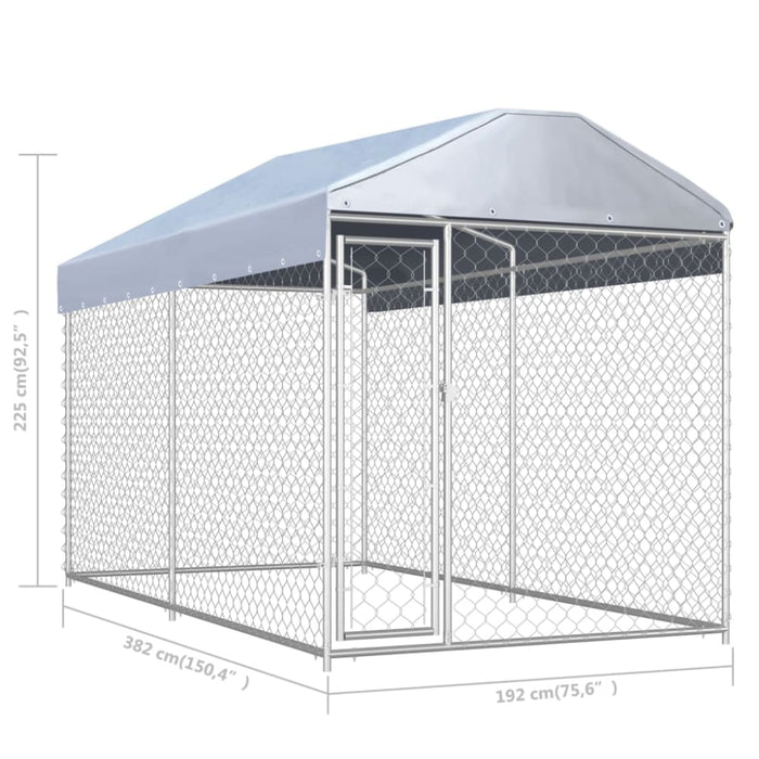 Outdoor Dog Kennel with Canopy Top Oapbxa