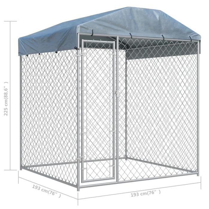 Outdoor Dog Kennel with Canopy Top Oapbxl