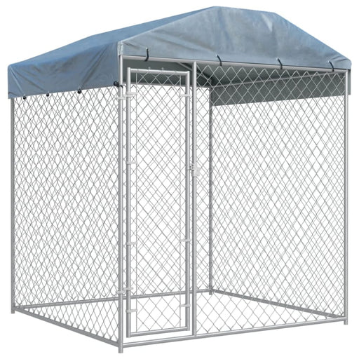 Outdoor Dog Kennel with Canopy Top Oapbxl