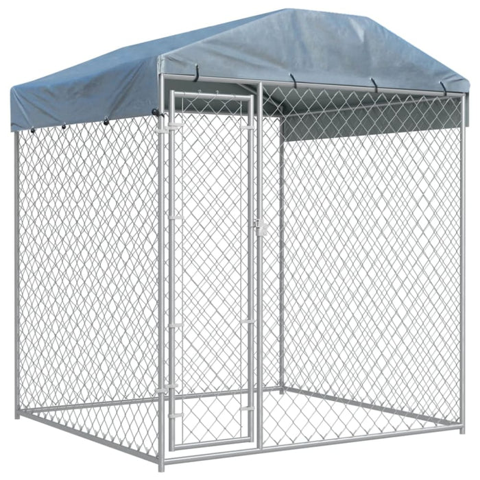 Outdoor Dog Kennel with Canopy Top Oapbxl