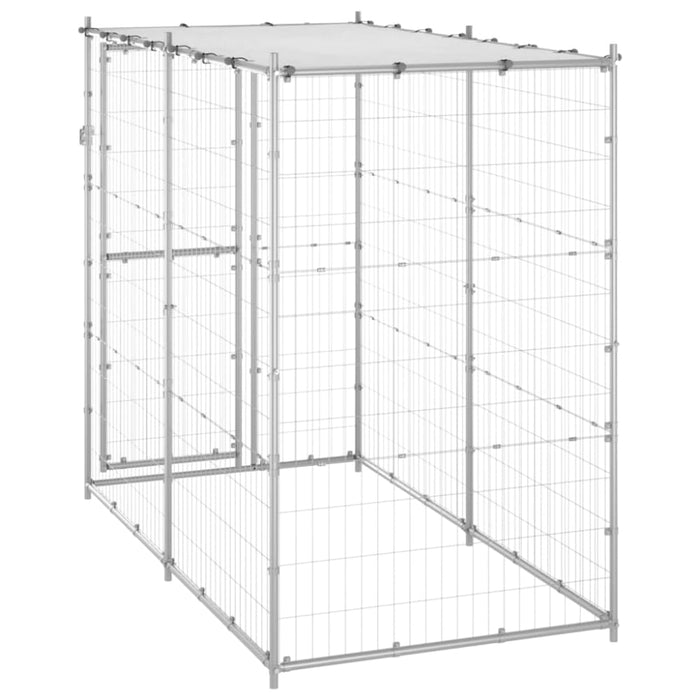 Outdoor Dog Kennel Galvanised Steel With Roof 110x220x180