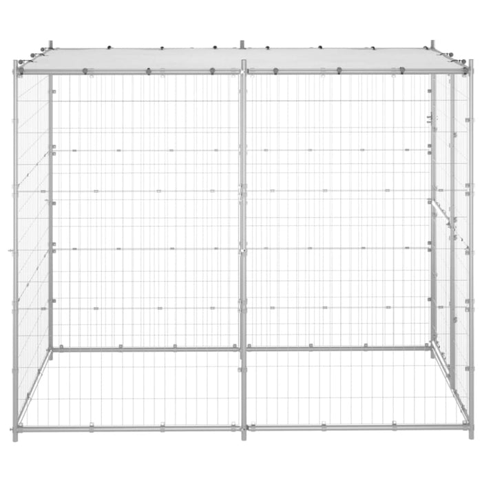 Outdoor Dog Kennel Galvanised Steel With Roof 110x220x180