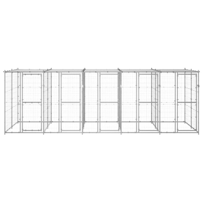 Outdoor Dog Kennel Galvanised Steel With Roof 12.1 M²