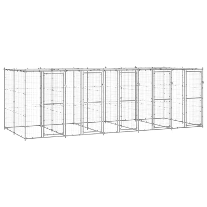 Outdoor Dog Kennel Galvanised Steel With Roof 12.1 M²