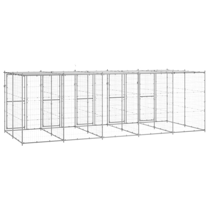 Outdoor Dog Kennel Galvanised Steel With Roof 12.1 M²