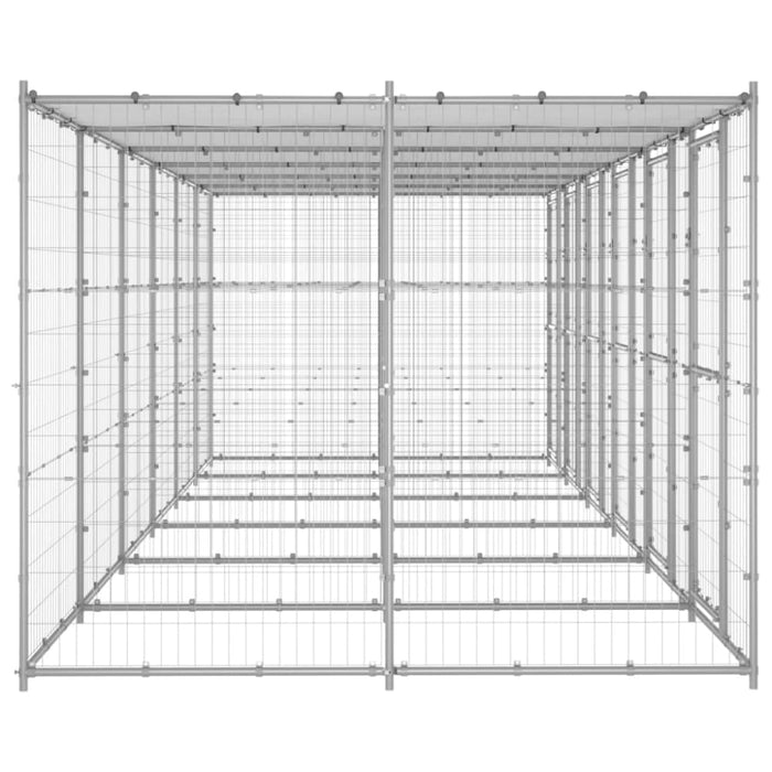 Outdoor Dog Kennel Galvanised Steel With Roof 14.52 M²