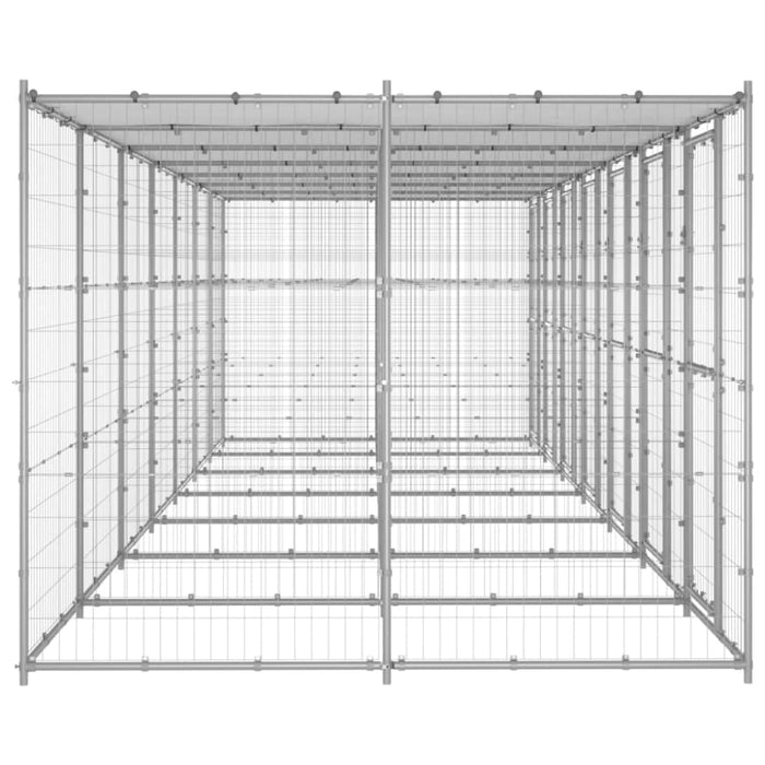 Outdoor Dog Kennel Galvanised Steel With Roof 16.94 M²