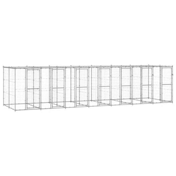 Outdoor Dog Kennel Galvanised Steel With Roof 16.94 M²