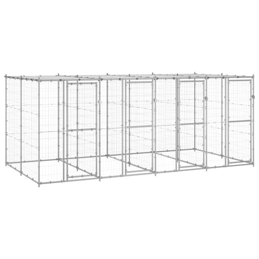 Outdoor Dog Kennel Galvanised Steel With Roof 9.68 M²