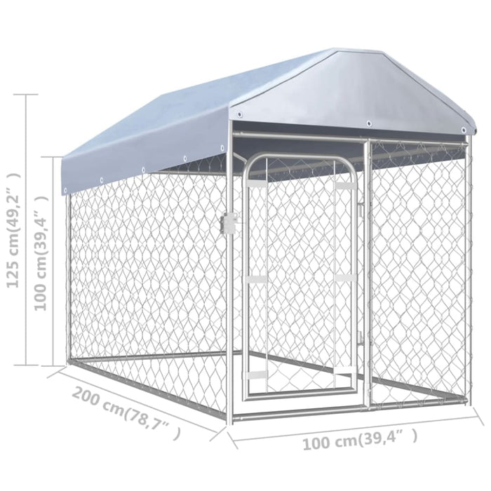 Outdoor Dog Kennel with Roof 200x100x125 Cm Oaaakx