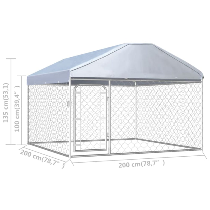 Outdoor Dog Kennel with Roof 200x200x135 Cm Oaaakt