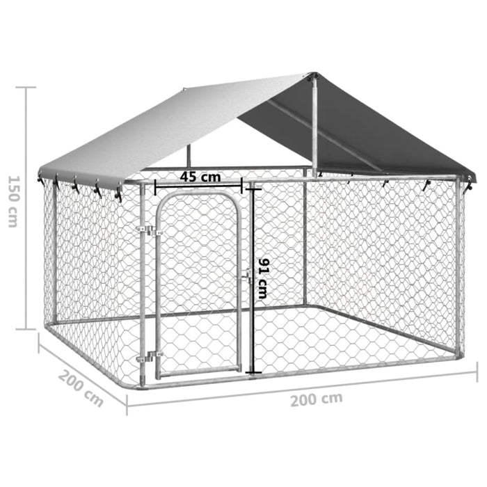 Outdoor Dog Kennel with Roof 200x200x150 Cm Oioakn