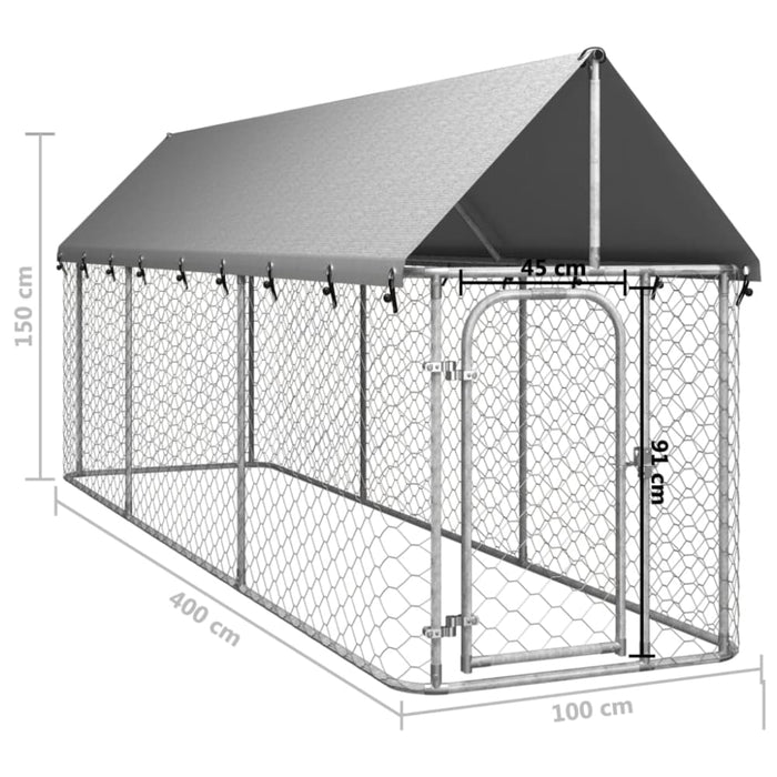 Outdoor Dog Kennel with Roof 400x100x150 Cm Oioaki