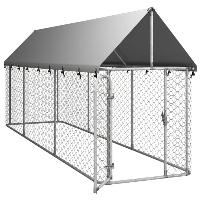 Outdoor Dog Kennel with Roof 400x100x150 Cm Oioaki