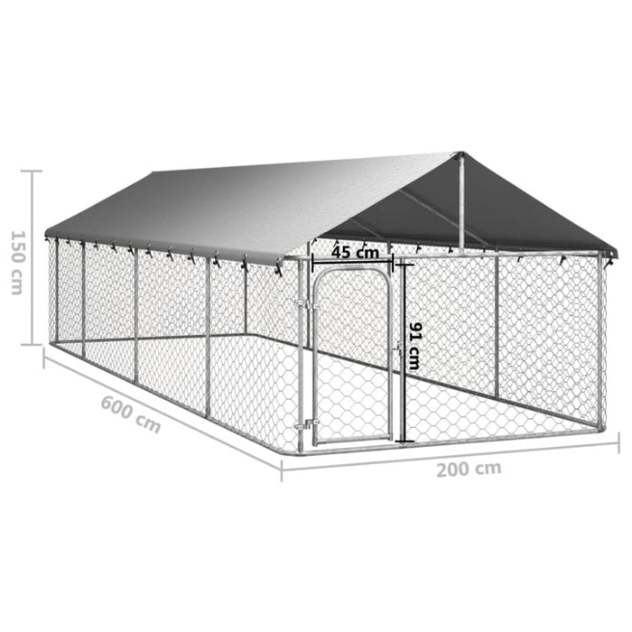 Outdoor Dog Kennel with Roof 600x200x150 Cm Oiopbb