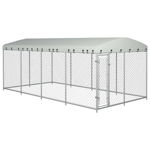 Outdoor Dog Kennel With Roof 8x4x2.3 m Oaakti