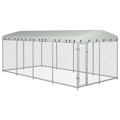 Outdoor Dog Kennel with Roof 8x4x2.3 m Oaakti