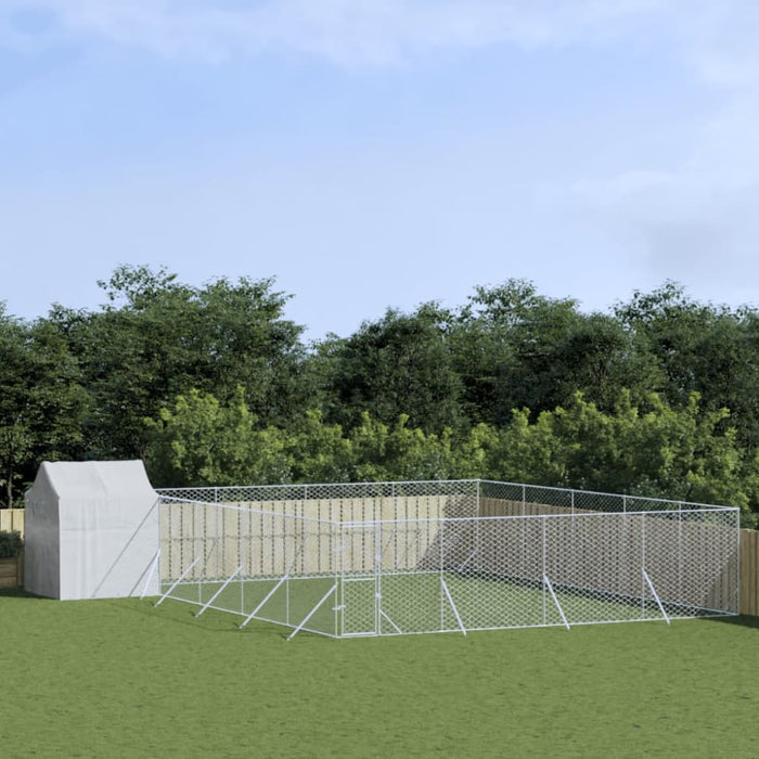 Outdoor Dog Kennel with Roof Silver 10x10x2.5 m Galvanised