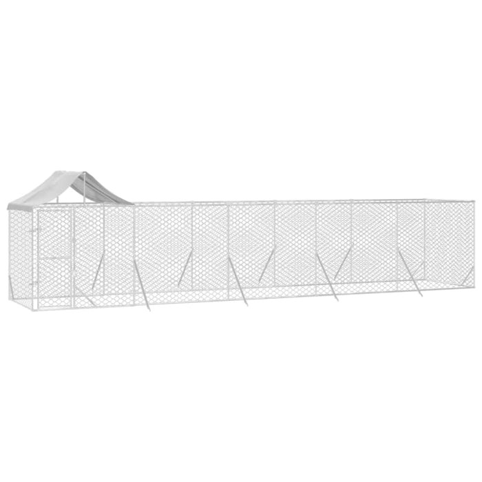 Outdoor Dog Kennel with Roof Silver 10x2x2.5 m Galvanised