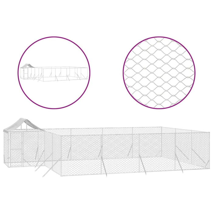 Outdoor Dog Kennel with Roof Silver 10x6x2.5 m Galvanised