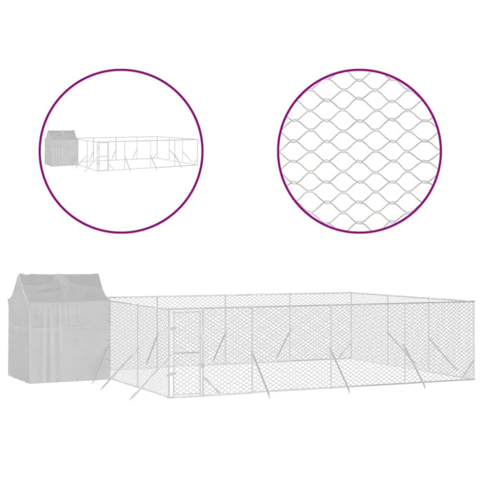 Outdoor Dog Kennel with Roof Silver 10x6x2.5 m Galvanised