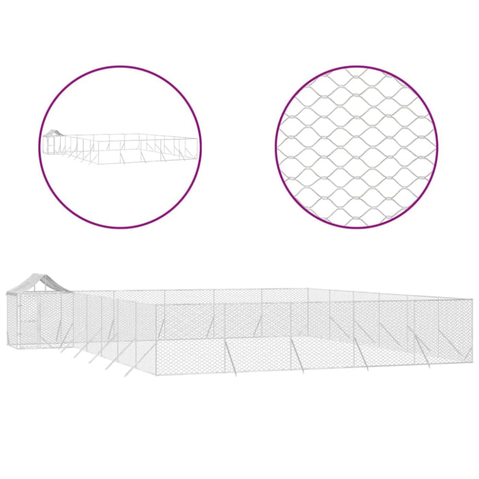 Outdoor Dog Kennel with Roof Silver 12x12x2.5 m Galvanised