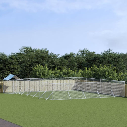 Outdoor Dog Kennel with Roof Silver 12x12x2.5 m Galvanised