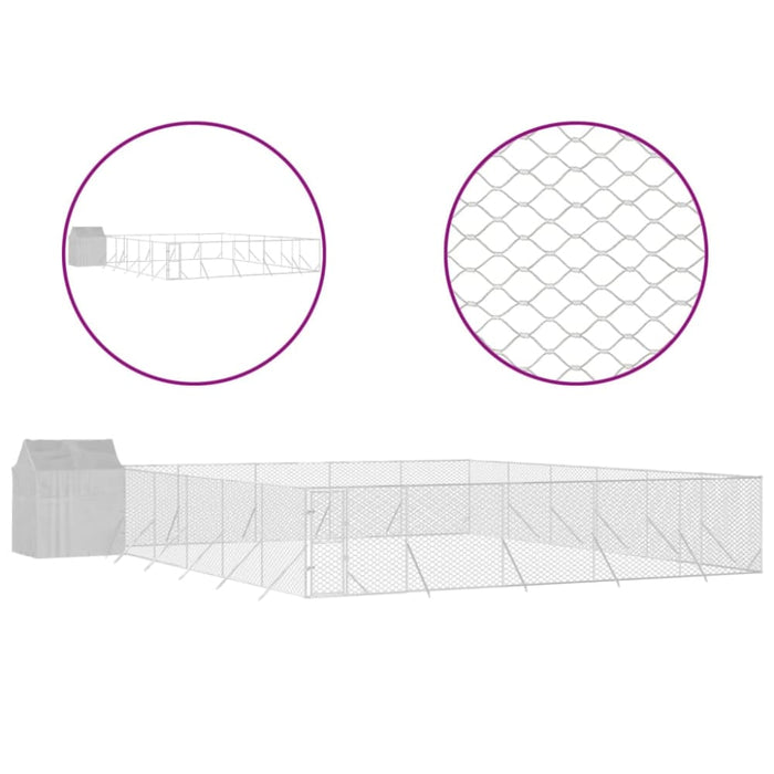 Outdoor Dog Kennel with Roof Silver 12x12x2.5 m Galvanised