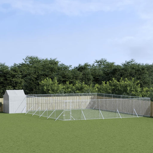 Outdoor Dog Kennel with Roof Silver 12x12x2.5 m Galvanised