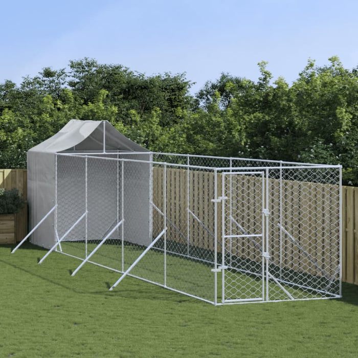 Outdoor Dog Kennel with Roof Silver 2x10x2.5 m Galvanised